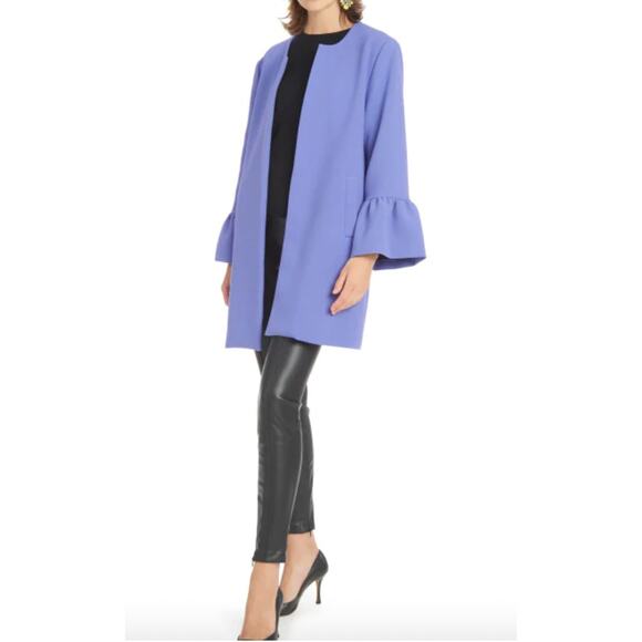 Patty Kim Kelly Jacket Womens Small Periwinkle Flutter Sleeve Open Front Classic - Picture 2 of 14